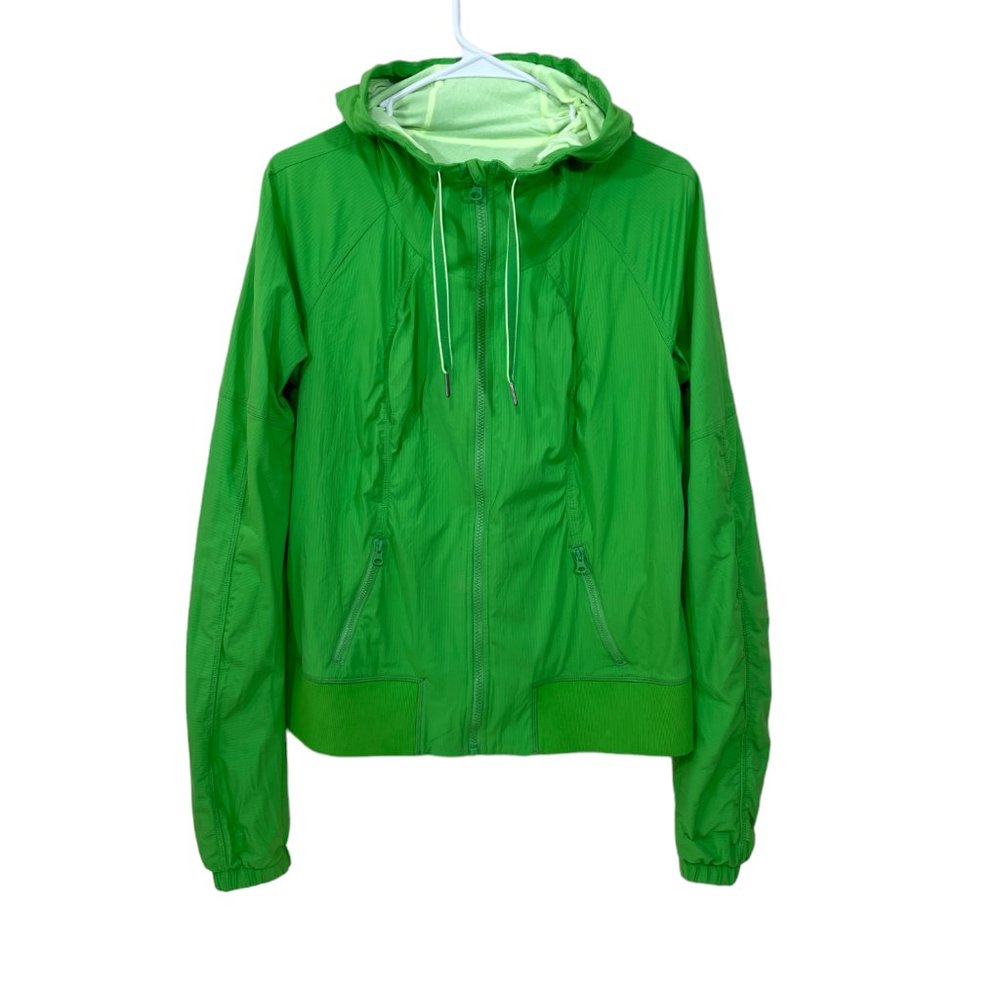 Lululemon Street To Studio Jacket Women's 10 Bright Green Lined Full Zip Hooded